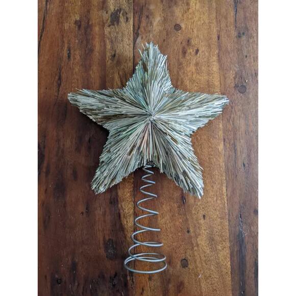 Champagne Textured 5-Point Tinsel Star Tree Topper 11" Layered Holiday Decor - Picture 10 of 10